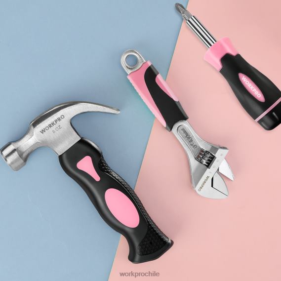 Kit de herramientas para el hogar de 10 piezas para mujer con juego de soporte para puntas de destornillador WORKPRO JDN8Z243 rosa herramienta