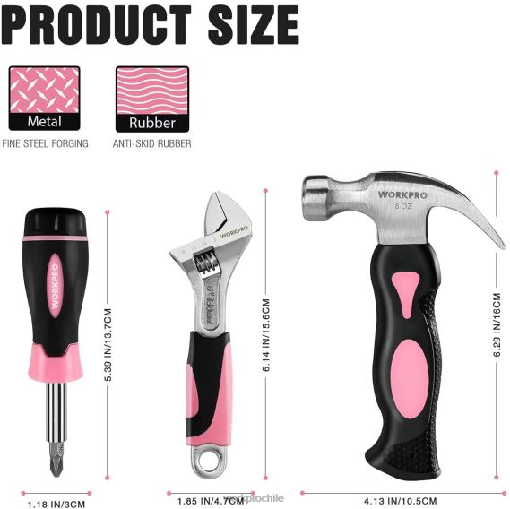 Kit de herramientas para el hogar de 10 piezas para mujer con juego de soporte para puntas de destornillador WORKPRO JDN8Z243 rosa herramienta