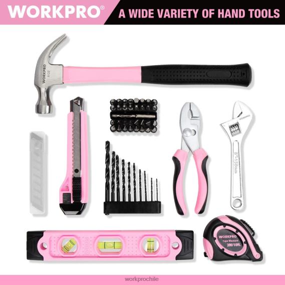 Taladro inalámbrico de 12 V y kit de herramientas para el hogar con bolsa de almacenamiento de 14 pulgadas WORKPRO JDN8Z258 rosa herramienta