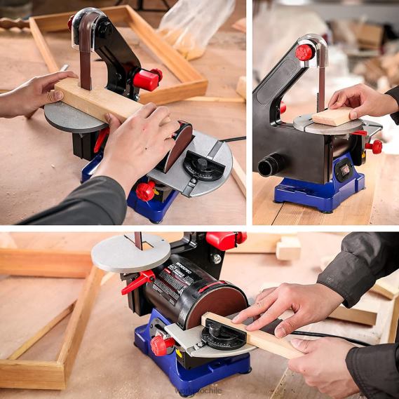 Lijadora de banda de disco, banda de 1\" x 30\" y disco de lijado de 5\", incluye 6 piezas de papel de lija WORKPRO JDN8Z237 útil herramienta