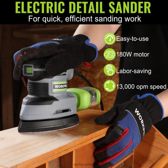 Lijadora de detalles de 1,6 amperios, lijadora eléctrica compacta de 13000 opm con recolector de polvo WORKPRO JDN8Z239 útil herramienta