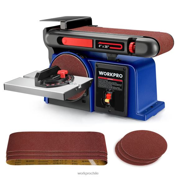 Lijadora de disco con correa, lijadora con correa de 4" x 36" y disco de 6" con 6 piezas de papel de lija, base de hierro fundido para lijar carpintería WORKPRO JDN8Z235 útil herramienta