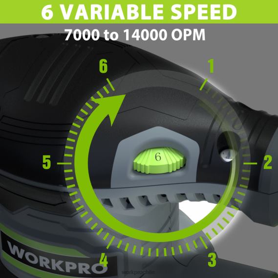 Lijadora orbital aleatoria eléctrica de 2,5 amperios y 5 pulgadas, 6 velocidades variables de 7000 a 14000 rpm WORKPRO JDN8Z233 útil herramienta