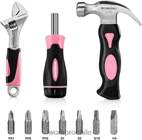 Juego de taladro atornillador inalámbrico de 20 V, minialicates de 6 piezas, kit de herramientas de 10 piezas y pistola de pegamento inalámbrica WORKPRO JDN8Z316 rosa herramienta