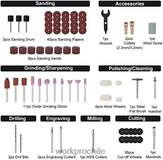 Kit de herramientas rotativas inalámbricas de 12 V, kit de accesorios para herramientas rotativas de 276 piezas, juego de abrazaderas de 8 piezas y kit de pistola grapadora 4 en 1 WORKPRO JDN8Z317 mod