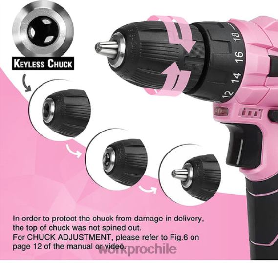 Kit de taladro inalámbrico de 12 V, kit de herramientas de 103 piezas, juego de destornilladores magnéticos de 8 piezas y pistola grapadora 6 en 1 WORKPRO JDN8Z315 rosa herramienta
