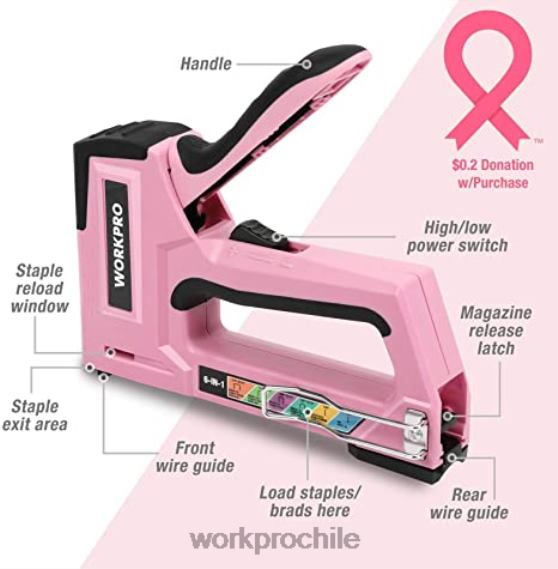 Kit de taladro inalámbrico de 12 V, kit de herramientas de 103 piezas, juego de destornilladores magnéticos de 8 piezas y pistola grapadora 6 en 1 WORKPRO JDN8Z315 rosa herramienta