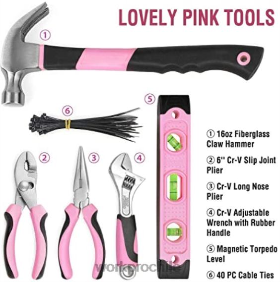 Kit de taladro inalámbrico de 12 V, kit de herramientas de 103 piezas, juego de destornilladores magnéticos de 8 piezas y pistola grapadora 6 en 1 WORKPRO JDN8Z315 rosa herramienta