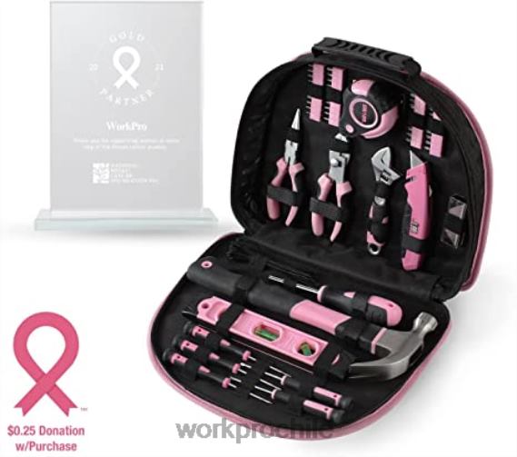 Kit de taladro inalámbrico de 12 V, kit de herramientas de 103 piezas, juego de destornilladores magnéticos de 8 piezas y pistola grapadora 6 en 1 WORKPRO JDN8Z315 rosa herramienta